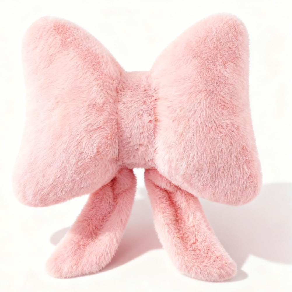 KAOVCXR Pink Cushions, Pink Bow Pillow, Super Soft Bow Cushion,30cm Cute Bow Shape Decorative Pillows Bowknot Plush Throw Pillow Room Decor Stuff for Living Room Bedroom Car Sofa Couch Farmhouse
