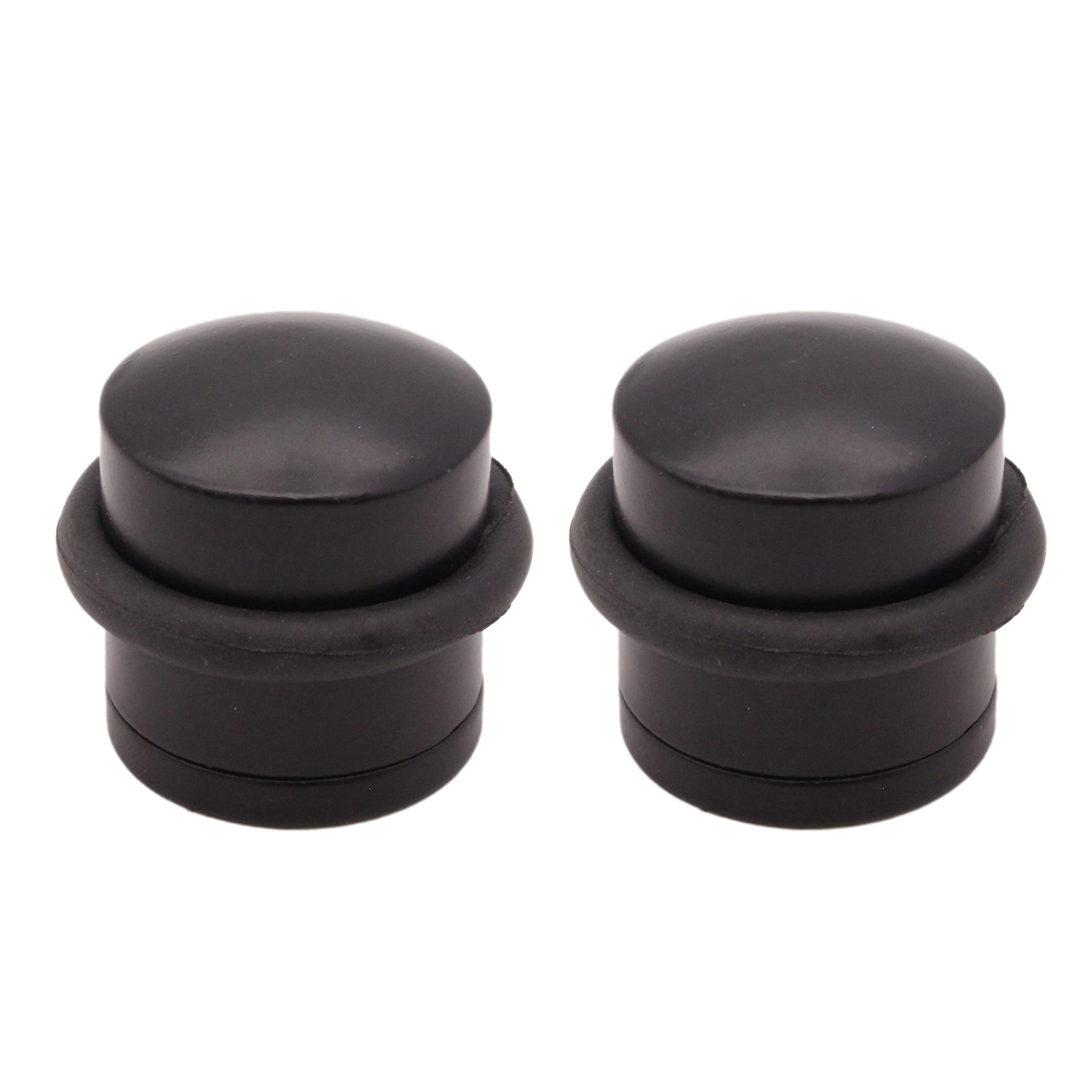 Eai Matt Black Door Stop Dome Solid Floor Mounted - Pack Of 2
