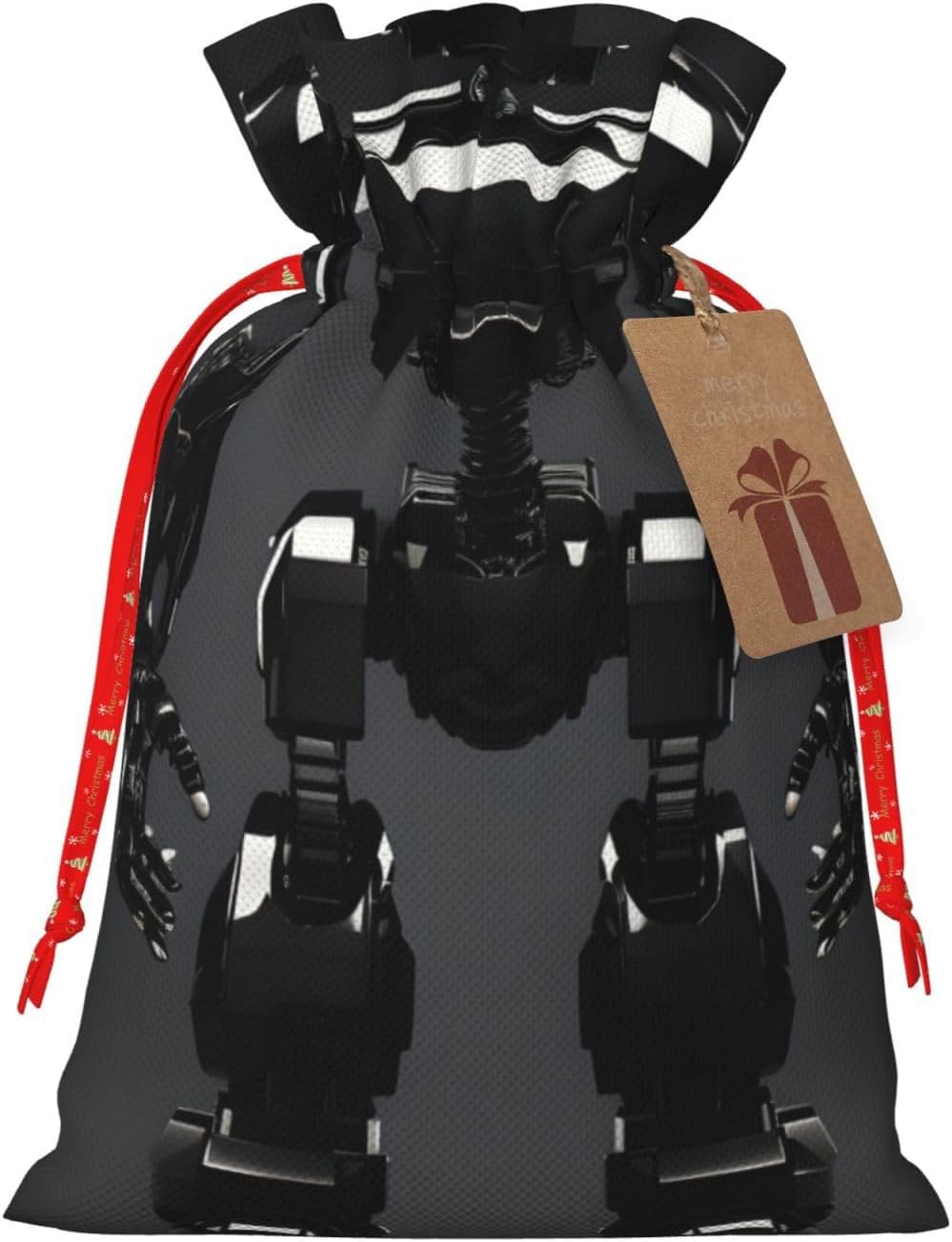 Bgshjvf Black Robot Linen Gift Bag With Rope Drawstring Closure,With Kraft Paper Elevators,For Christmas,Birthdays,Parties