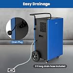 COSTWAY 215 Pint Commercial Dehumidifier, 8,000 Sq.Ft Industrial Dehumidifier with Drain Hose, 24H Timer & 4 Wheels, Ideal for Basement, Warehouse, Job Sites, Water Damage Restoration