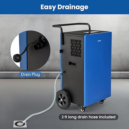 Miniatura 3 de COSTWAY Deshumidificador comercial de 215 pintas, deshumidificador industrial de 8,000 pies cuadrados con manguera de drenaje, temporizador de 24