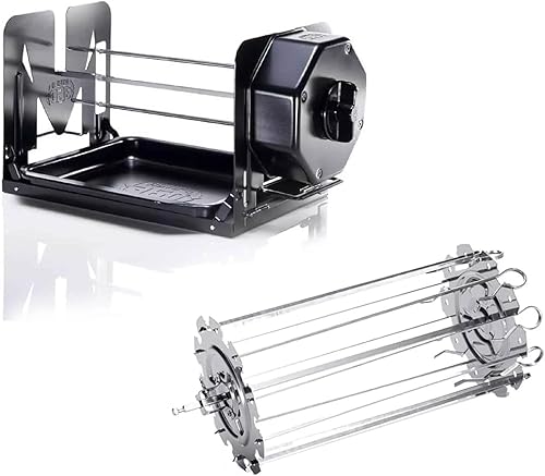Miniatura 38 de ROTO-Q 360 Kit de asador universal inalámbrico para parrillas, hornos y ahumadores, asador de asador de viento no eléctrico, barbacoa de gas o Negro
