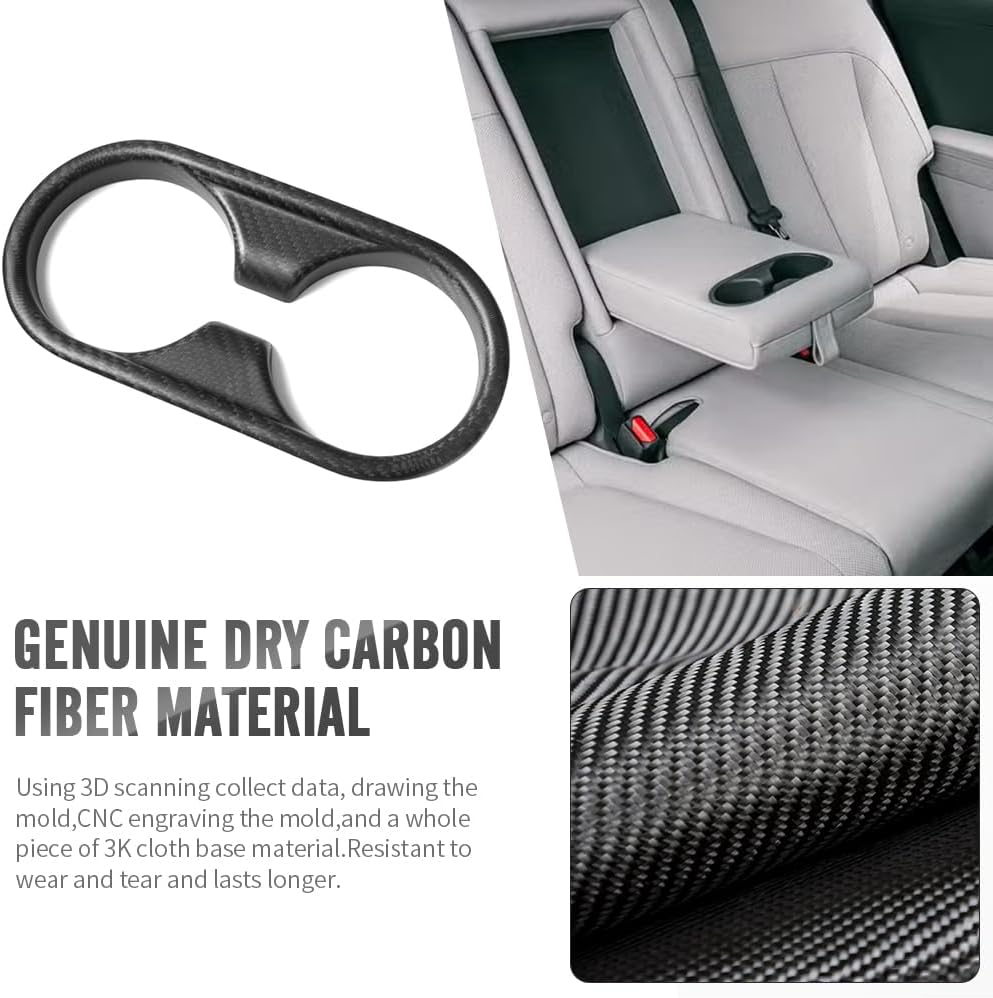 Rear Water Cup Holder Panel for Hyundai Ioniq 5 N Line N NE Limited XRT SEL Long Range 2022 2023 2024 2025,Dry Carbon Fiber Backseat Trim for Ioniq 5 N Line (Matte Carbon)