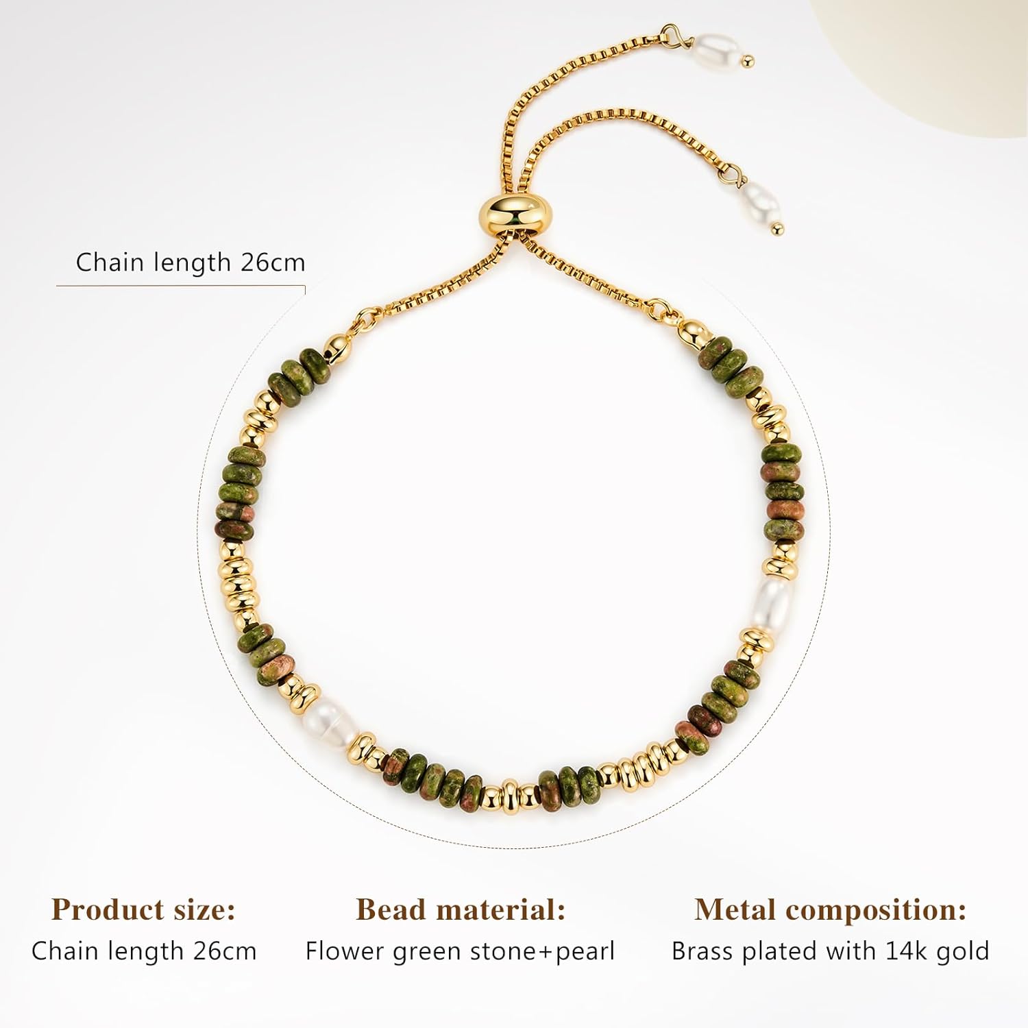 Cicy Bell Beaded Bracelets for Women, 14k Gold Plated Apatite Boho Bracelets, Epidote Shell Pearl Bracelets, Trendy Jewelry Gifts for Lover Mom Friends - Image 5