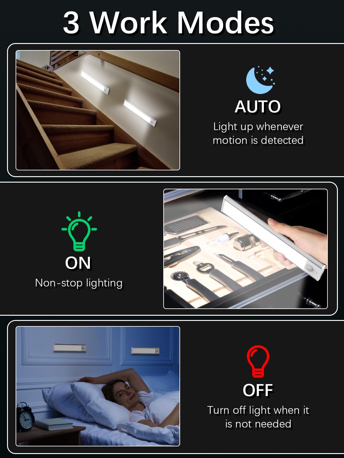 Luce Armadio LED con Sensore, 6000K di Luci led per Armadio Dimmerabile, 20CM Magnetica Ricaricabile Luce LED, Armadio Senza Fili Luce Notturna Lampada Armadio per Cucina Scale Soggiorno Bagno Camere