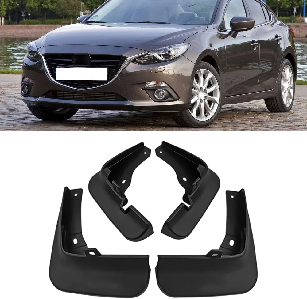 RESKIU 4PCS Mud Flaps for Mazda 3 Axela Limousine 2014 2015 2016 2017 2018, Splashproof No Drill Easy Install Front Rear Wheel Protection Fender Mudflaps All-Weather Splash Guards