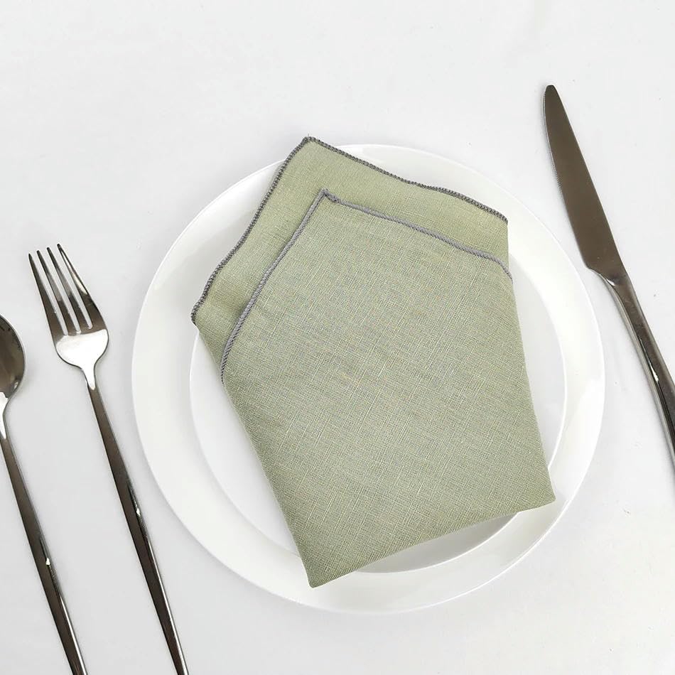 Set di 10 tovaglioli, 40 x 40 cm, in puro lino, ecologico, durevole, ideale per matrimoni, riunioni di famiglia, picnic e molto altro ancora