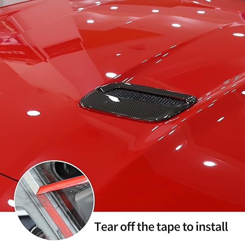 Miniatura 5 de Hoolcar Cubierta de ventilación de salida de aire del capó del motor compatible con Ford Mustang 2018-2022, accesorio exterior, fibra de carbono