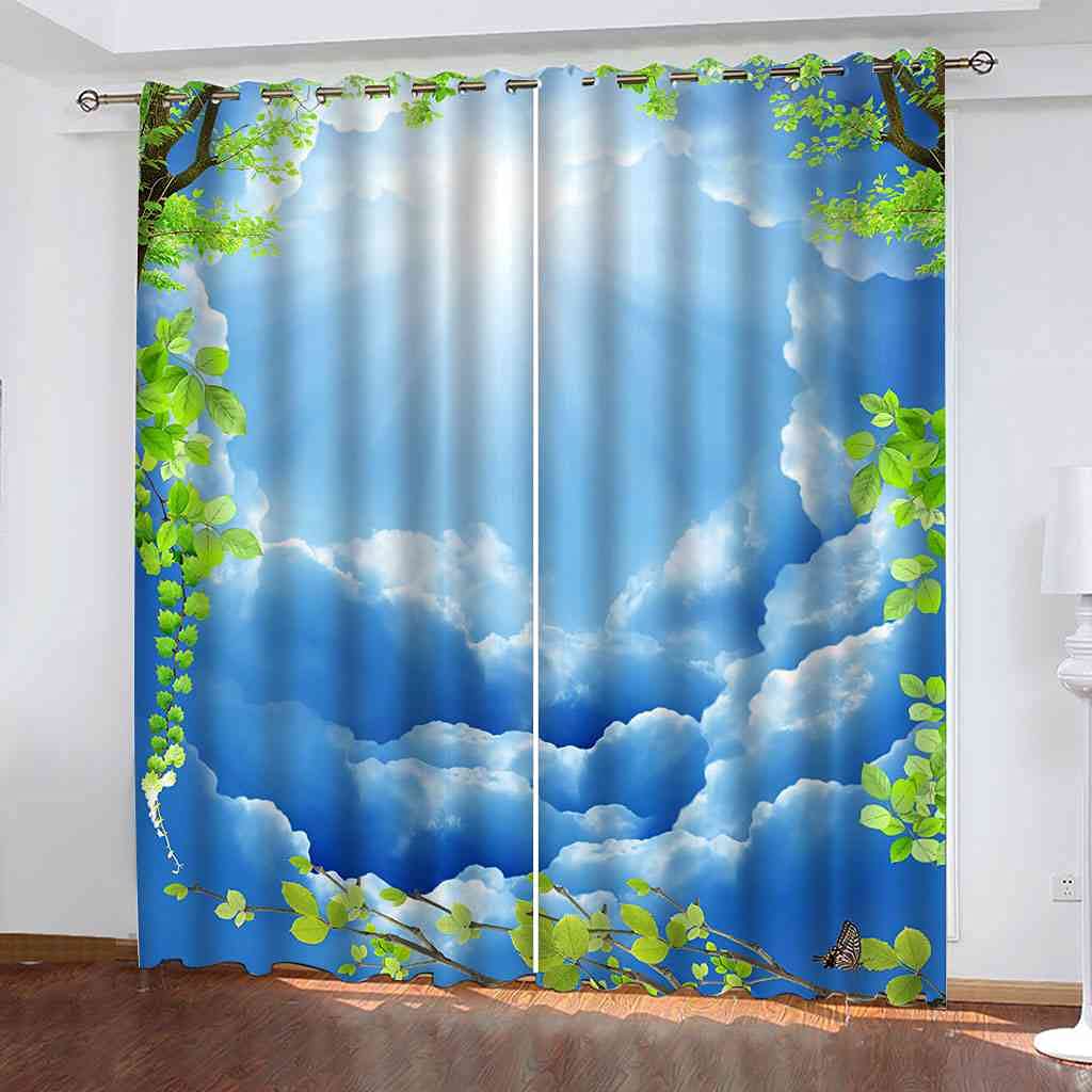 Rideaux occultants occultation lumière et froid tissu lourd 3D paysage de ciel