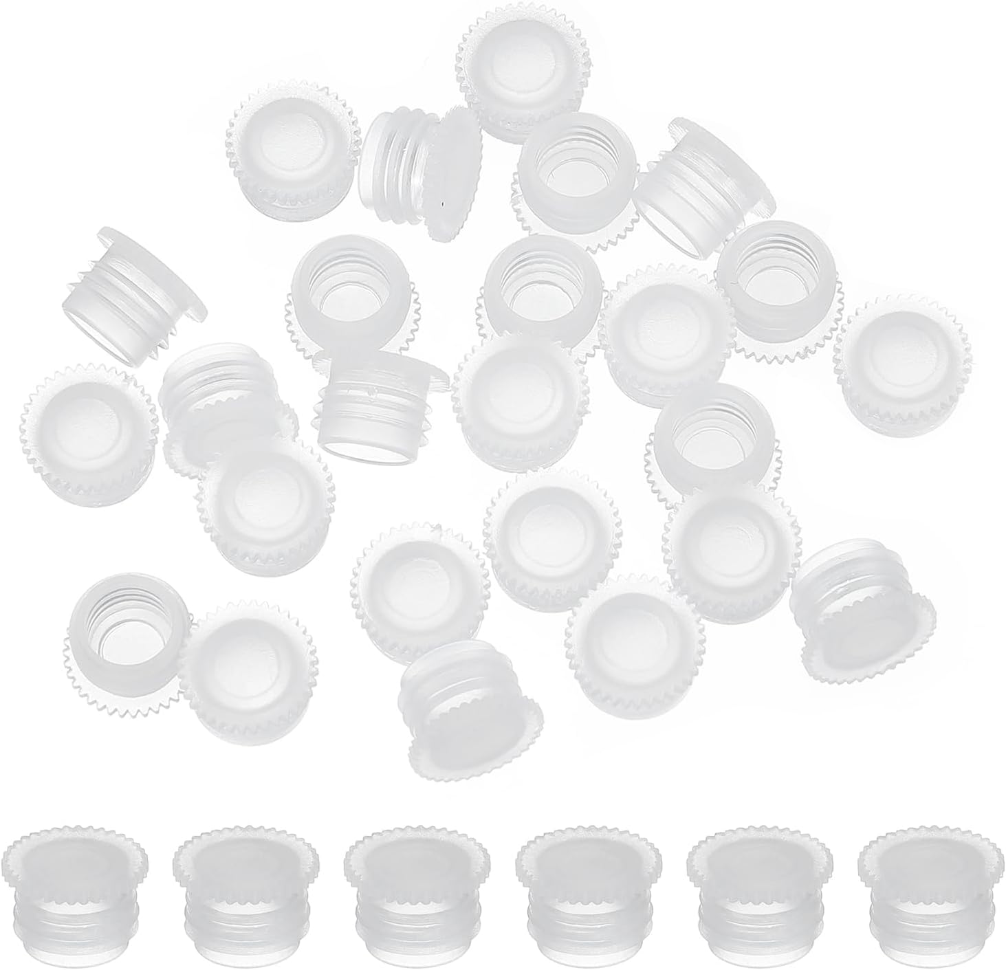 PATIKIL Salt and Pepper Shaker Stoppers 8mm/0.31", 25Pcs Plastic Salt Shaker Plug Replacement Reusable Clear Round End Cap for Pots Bottles Pipes