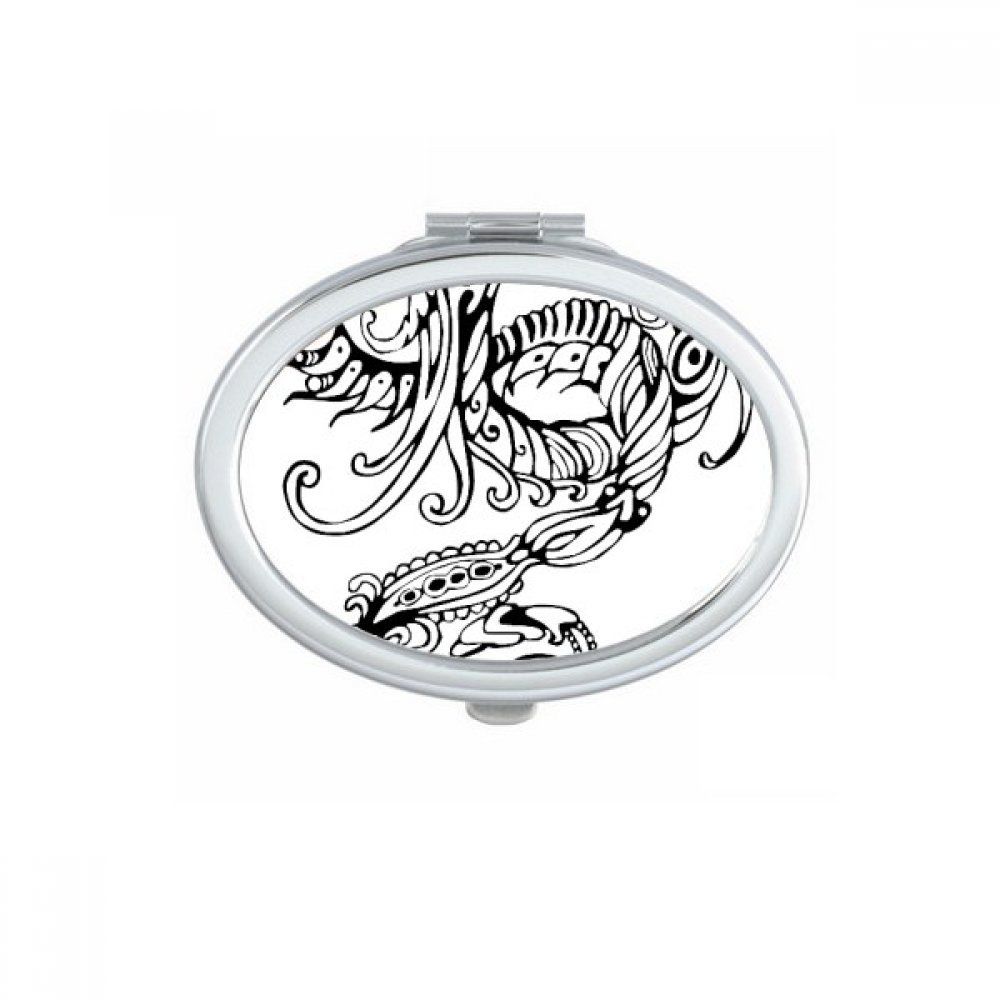 Miroir de poche ovale avec une peinture de dragon de style traditionnel chinois