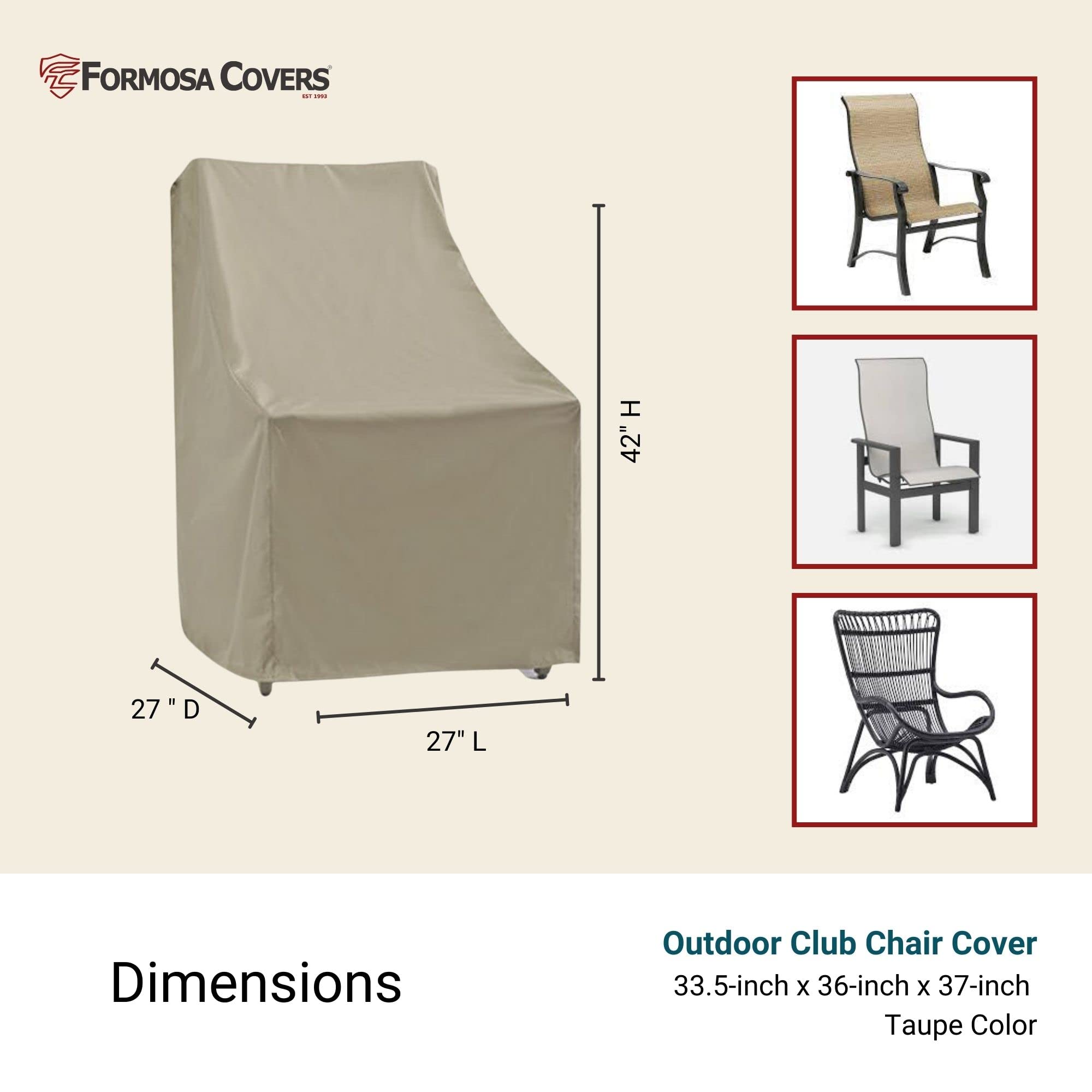 Formosa Covers | Patio Outdoor Club Chair Cover with Adjustable Peel and Secure Fasteners - for Furniture 33.5