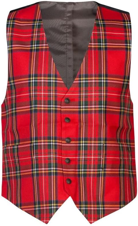 The Scotland Kilt Company Men's Scottish Formal Tartan Waistcoat in Royal Stewart Smart Sleeveless Suit Vest