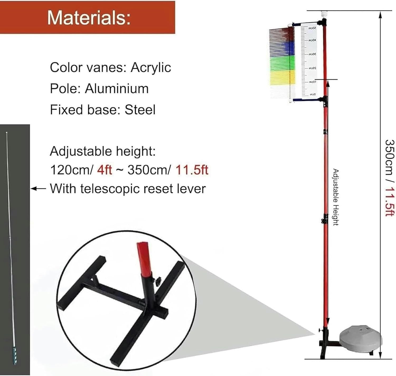 Vertical Jump Measurement Pole Adjustable Height, High Jump Trainer for Improves Bouncer Strength, Promotion Youth Growth Sports Trainer Equipment