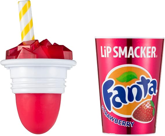 Lip Smacker - Coca-Cola Cup Collection - Strawberry Fanta Coke Cup Lip Balm for Kids - Fanta Strawberry Flavour - Sweet Gift for Your Friends - Single Pack