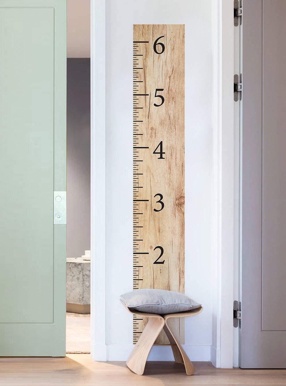 Wooden Look Growth Chart Ruler Vinyl Wall Sticker (Birch) by Simple Shapes