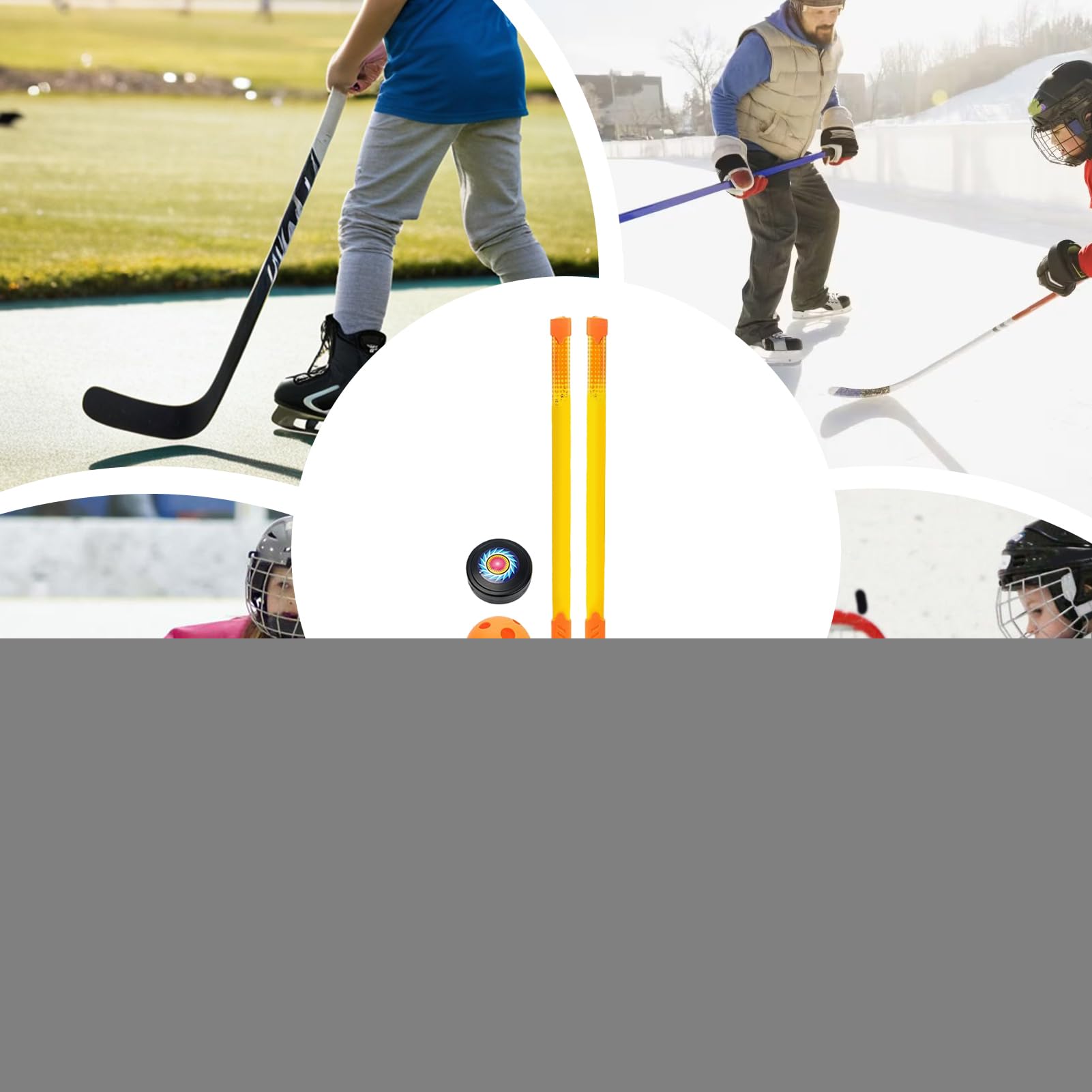 Generico Bastoni da Hockey per Interni, Bastoncini da Hockey per Bambini, Set di Bastoncini da Leggeri, Set di Palline da su Ghiaccio per Bambini, Set di Mazze da Leggero per Principianti