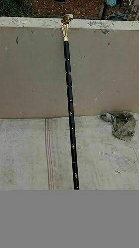 Miniatura 6 de Bastón de madera negro vintage hecho a mano con mango de cabeza de cobra de latón envejecido, bastón plegable victoriano para personas mayores y