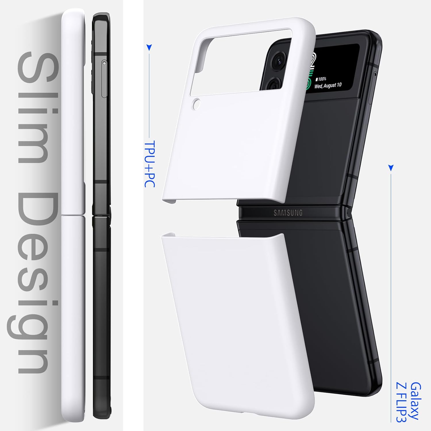 for Samsung Galaxy Z Flip 5 Case,Slim & Military-Grade Protection Phone Case,Hard PC Shockproof Protective Phone White 20-zflip5-08