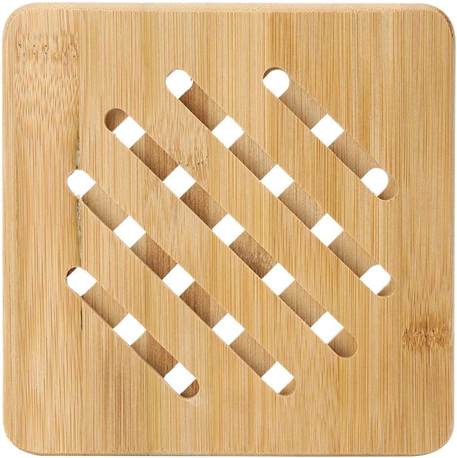 4 Pcs Bamboo Table Mat, Decorative & Protective Hot Plate Coaster Holders Non-Slip Pads Round and Square Bamboo TrivetsAnti-Scald Non-Slip Bowl Cup Heat Insulation Pad for Home Kitchen Use(01): Home & Kitchen