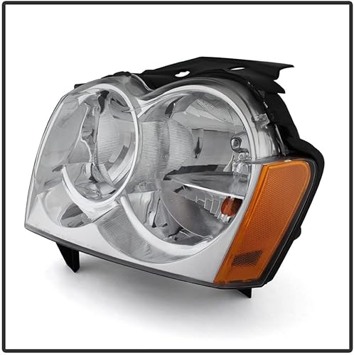 Miniatura 2 de ACANII - Faros delanteros de repuesto para Jeep Grand Cherokee 2005-2007, par de faros delanteros para el lado del conductor + del pasajero
