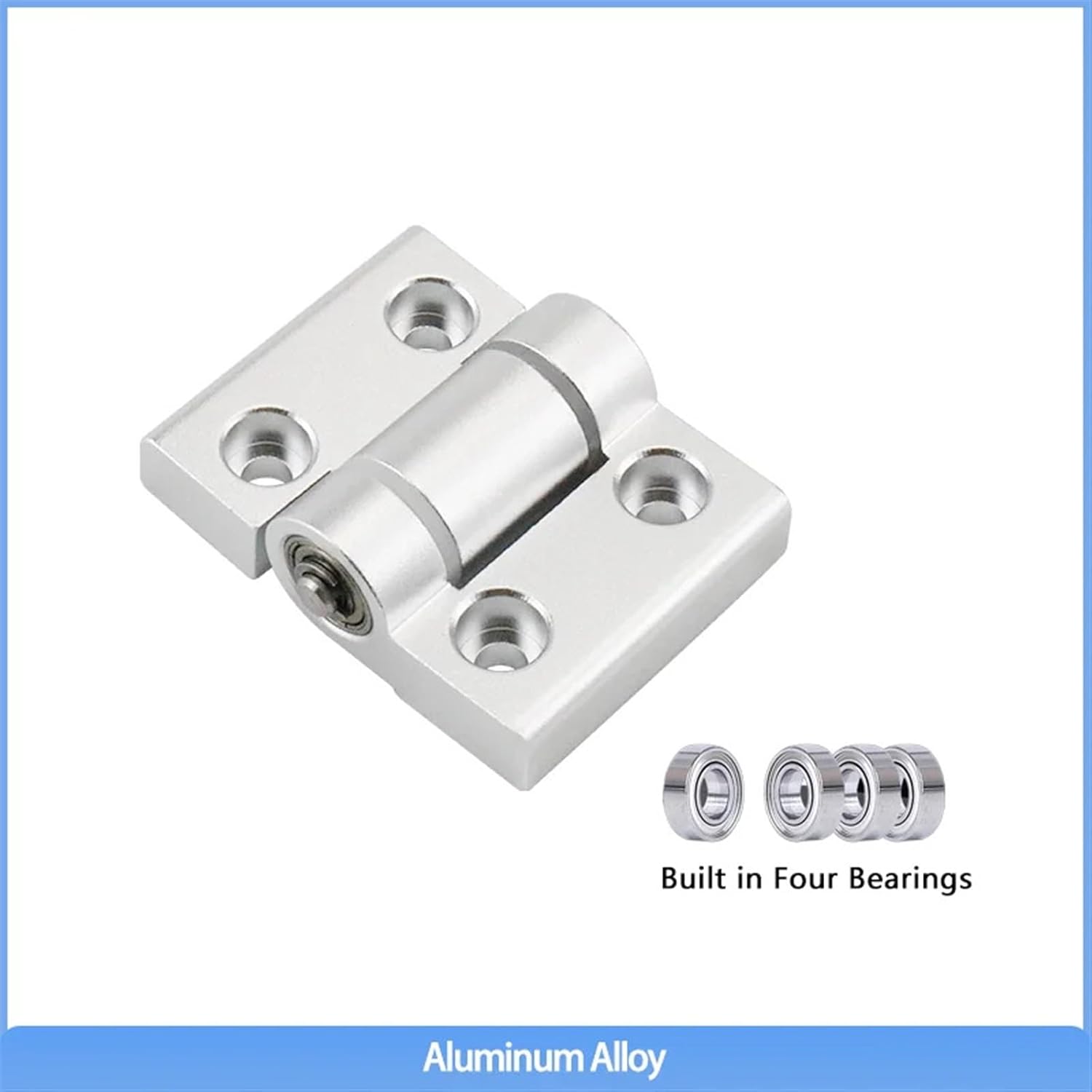 Industrial Thickened Silent Bearing Hinge 50x66 Aluminum Profile Die Equipment Door Distribution Box Hinge 1Pcs(Silvery)