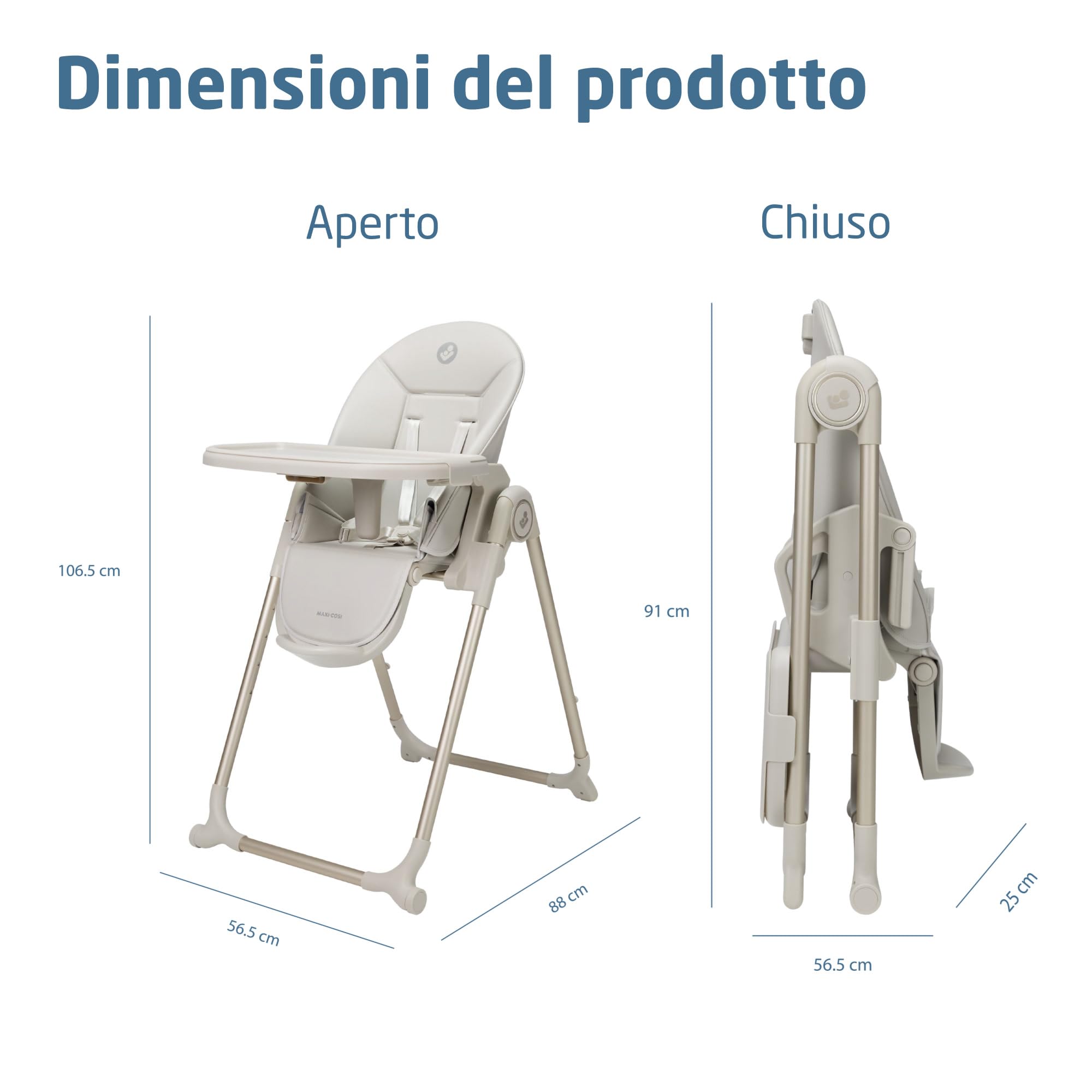 Maxi-Cosi Ava2,Seggiolone Pappa 0-3 Anni (Fino a 15 kg), Seggiolone Pieghevole Compatto, Leggero (9,45 kg), 5 Reclinazioni e 6 Altezze, Vassoio Rimovibile Con Una Mano, 2 Ruote, Elegance Beige