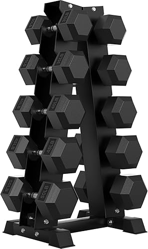 Miniatura 14 de Hex Weights Dumbbells Set with Rack, 100-550 lb Rubber Coated Dumbbell Sets with Storage, Free Hand Weight for Strength Training, Exercise, Fitness,