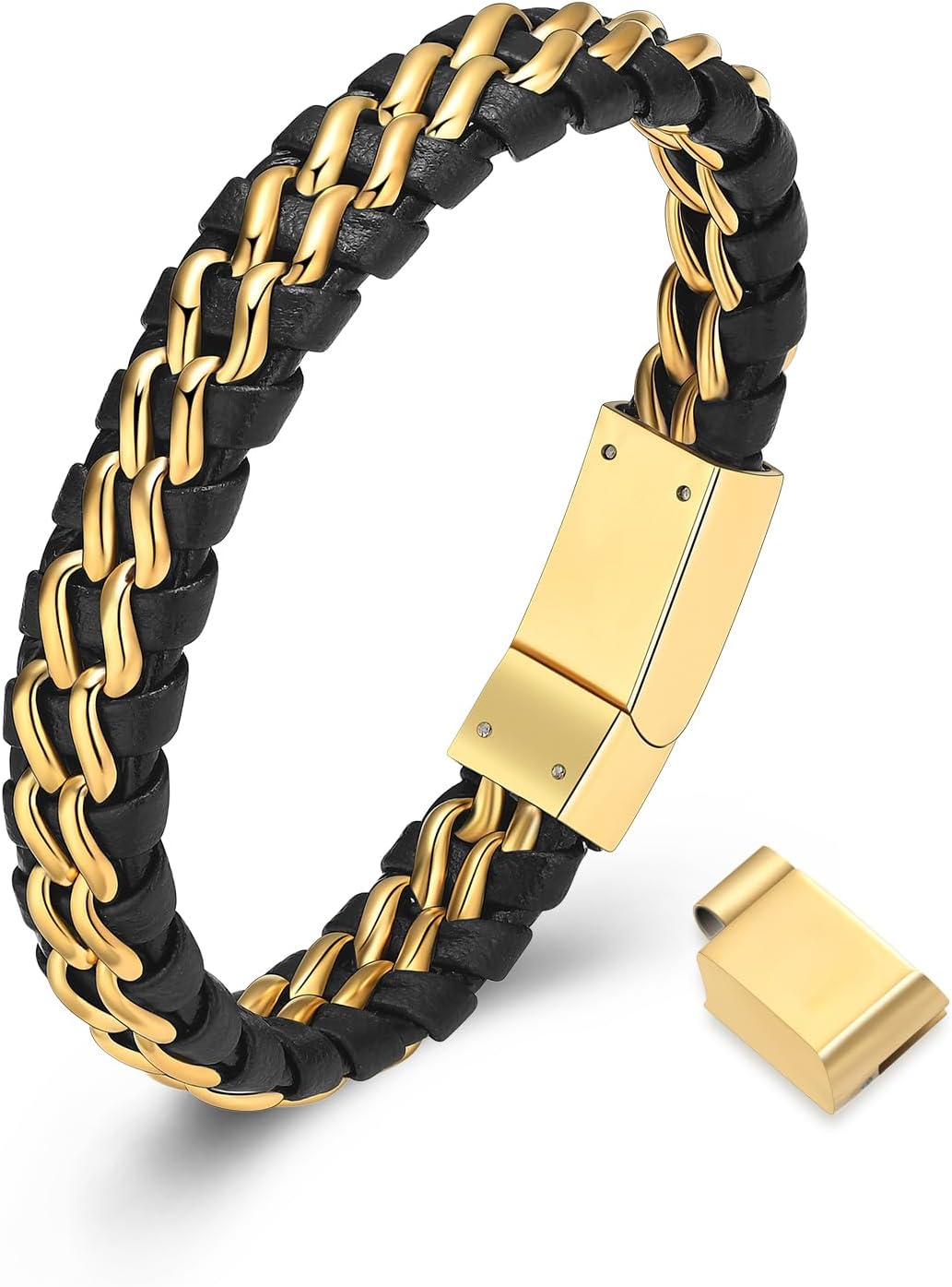 Urn Bracelet for Ashes for Men Braided Leather Bracelet Stainless Steel Cremation Jewellery Wrist Band Cuff Wrap Rope Bangle