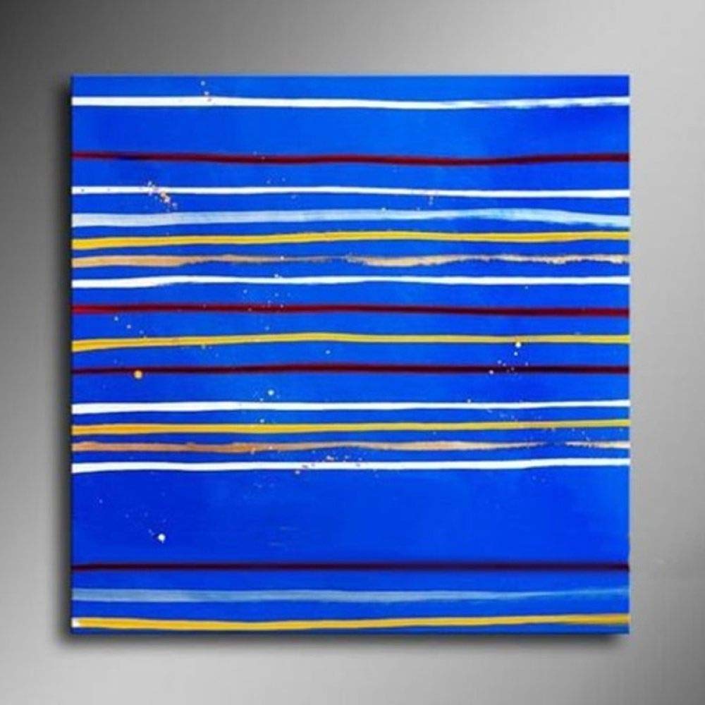 Art mural bleu vertical pour décoration de bureau et grand salon