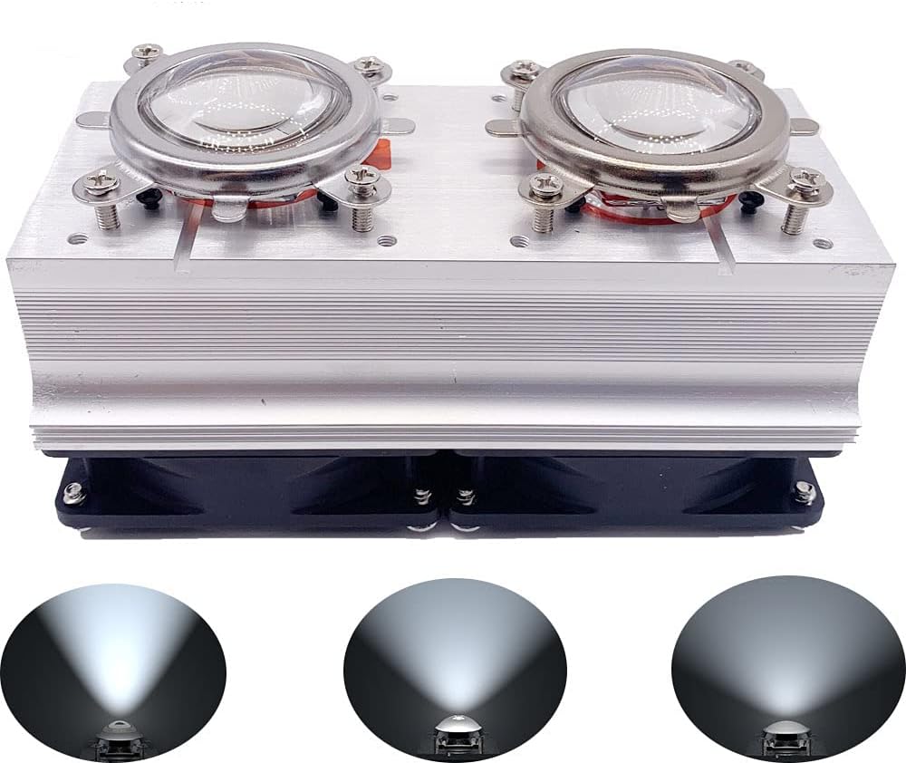 50W 100W 200W Aluminium Heatsink Cooling Fan+44mm Lens 60 Degree 90 Degree 120 Degree for 50W 100W 200W Led Chip