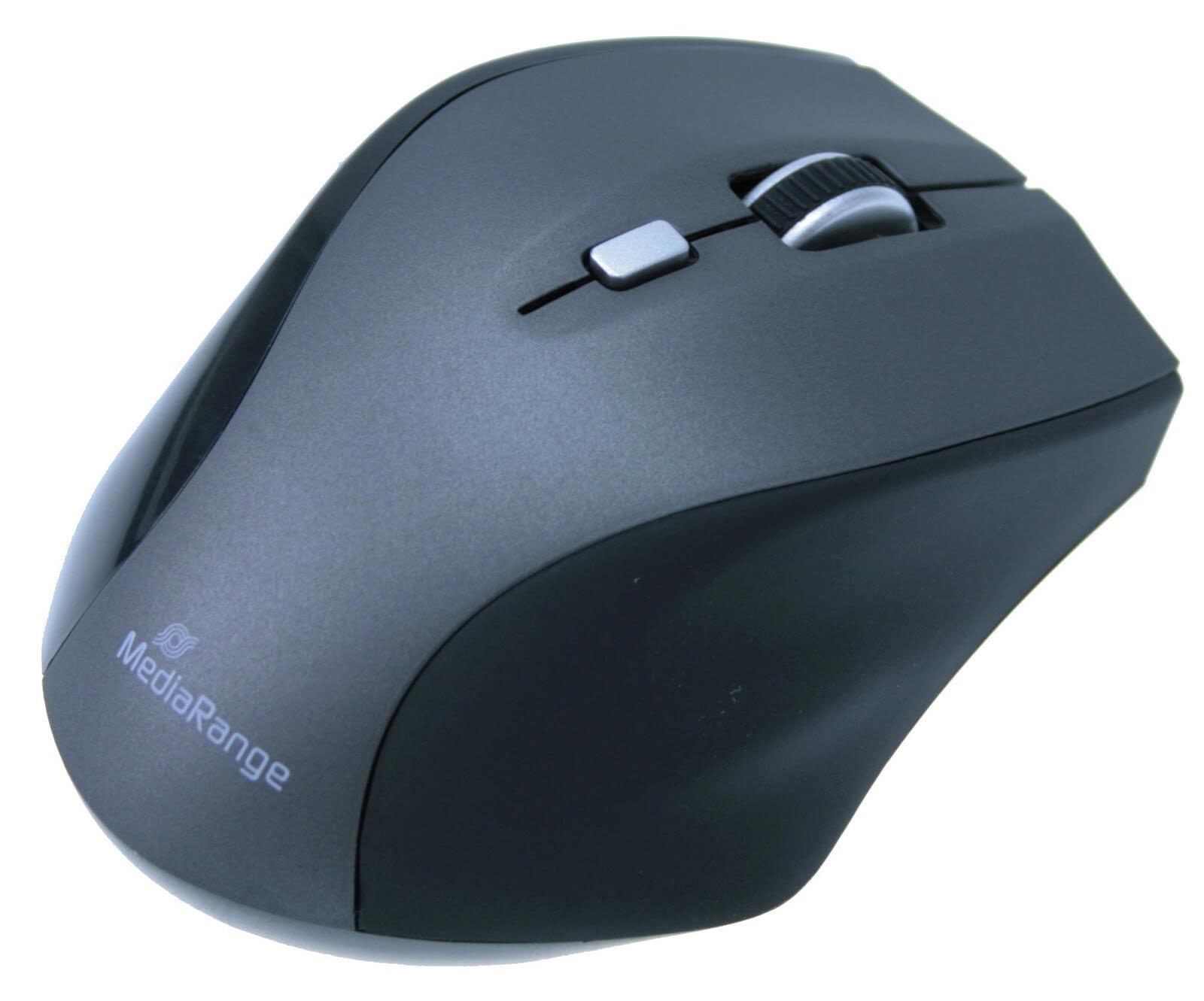 MediaRange Maus Funk 6 Tasten 1.000-1.600 DPI, Rechtshänder Schwarz | optischer Sensor | DPI-Taste | Daumentasten