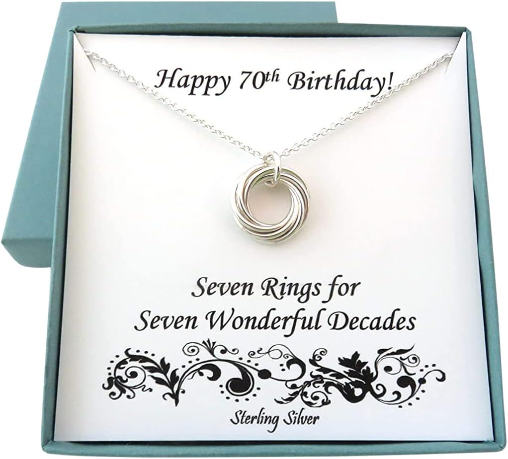 70th Birthday Necklace | Sterling Silver Necklace | 70th Birthday Gifts