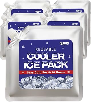 GURIN Reusable Ice Packs for Lunch Box/Coolers, Bag, or Backpack Coolers - Cold Up to 8-12 Hours Long Lasting for Camping Picnic, Outdoor Activities, Food Delivery
