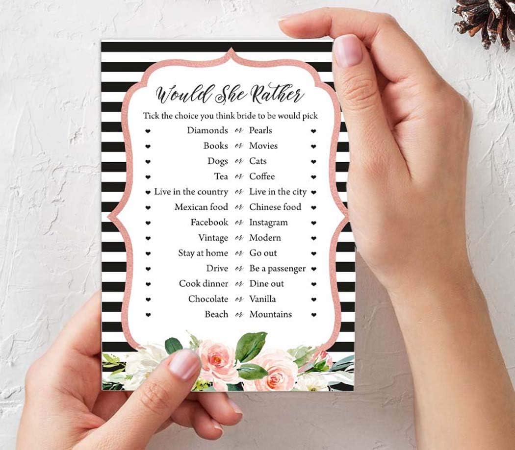 Bridal Shower Games Set of 4(50 Sheets Each) Striped Fun Bachelorette Party Games Set Bundle