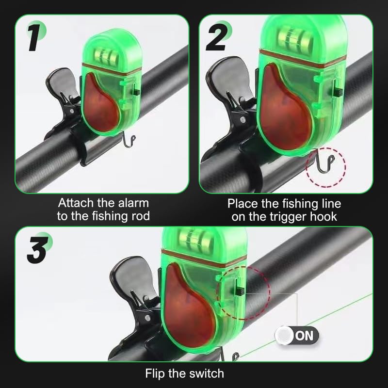Fishing Bite Alarm With LED Light - Smart Electronic Fish Bite Alert Bell (2/4/6 Pack)