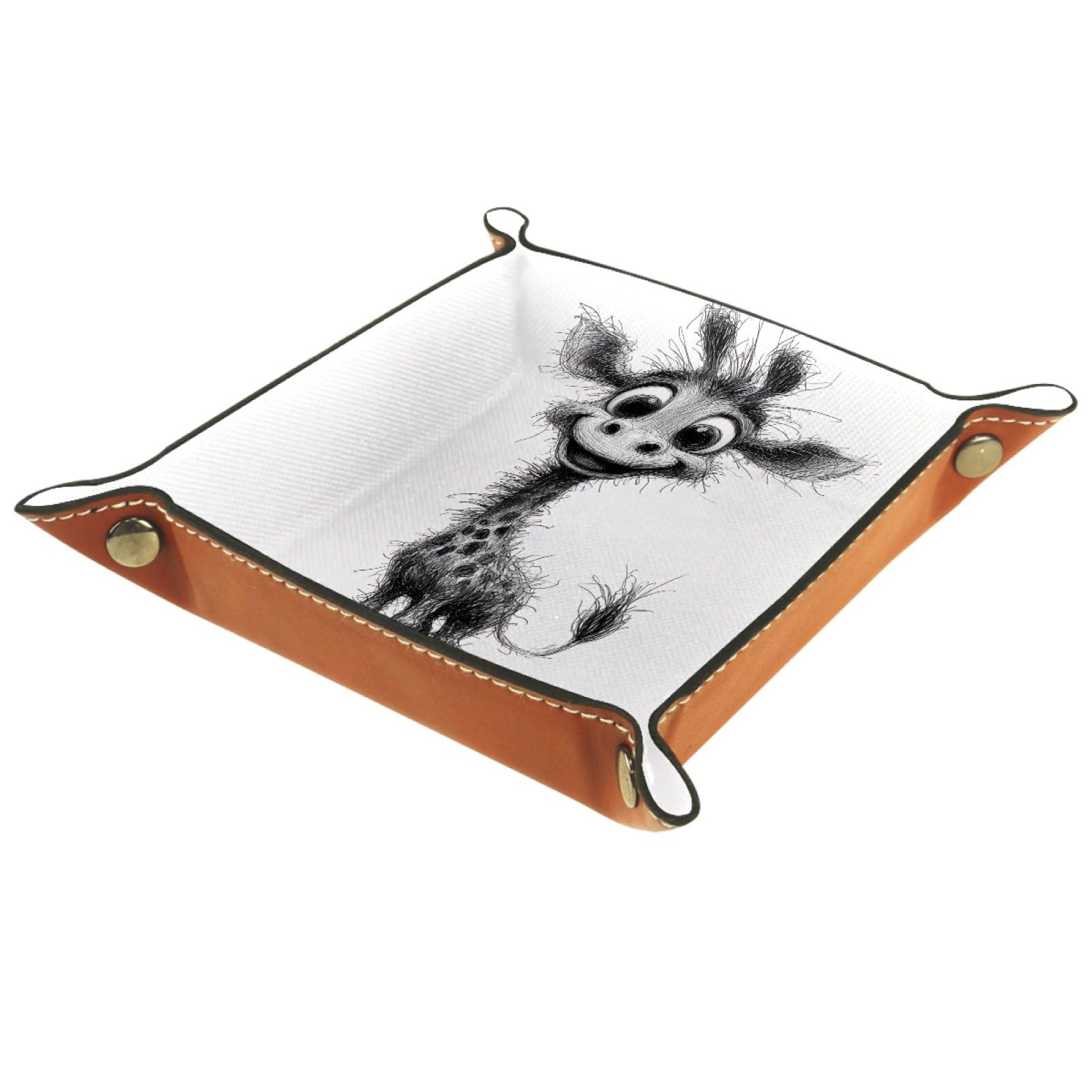 VAPOKF Giraffe Dice Trays Quadrilateral Dice Folding Tray Microfiber Leather Holder for Table Games RPG DND, 20.5 × 20.5 cm