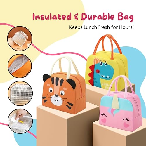 Miniatura 8 de Juego de fiambreras para niños  Lonchera aislada de dinosaurio y caja Bento para niños pequeños  A prueba de fugas, apilable, apta para microondas y