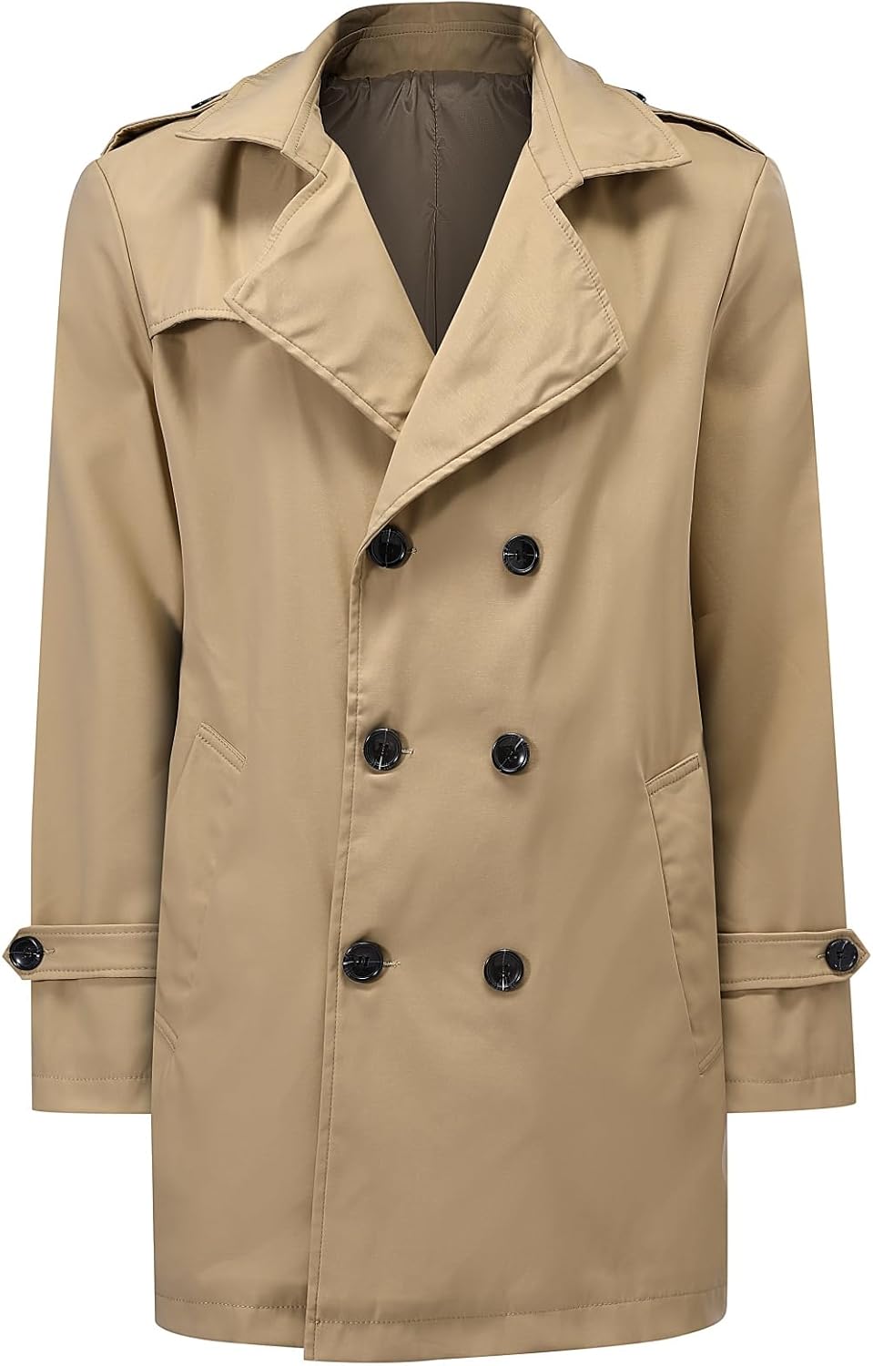 Allthemen Mens Double-breasted Overcoat Long Trench Coat