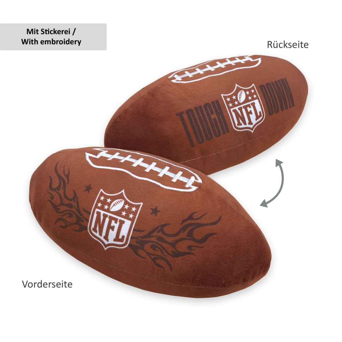 Herding Cuscino a Forma di Pallone da Football Americano NFL, ca. 36 x 16,5 x 16,5 cm, Poliestere, Cuscino Sagomato
