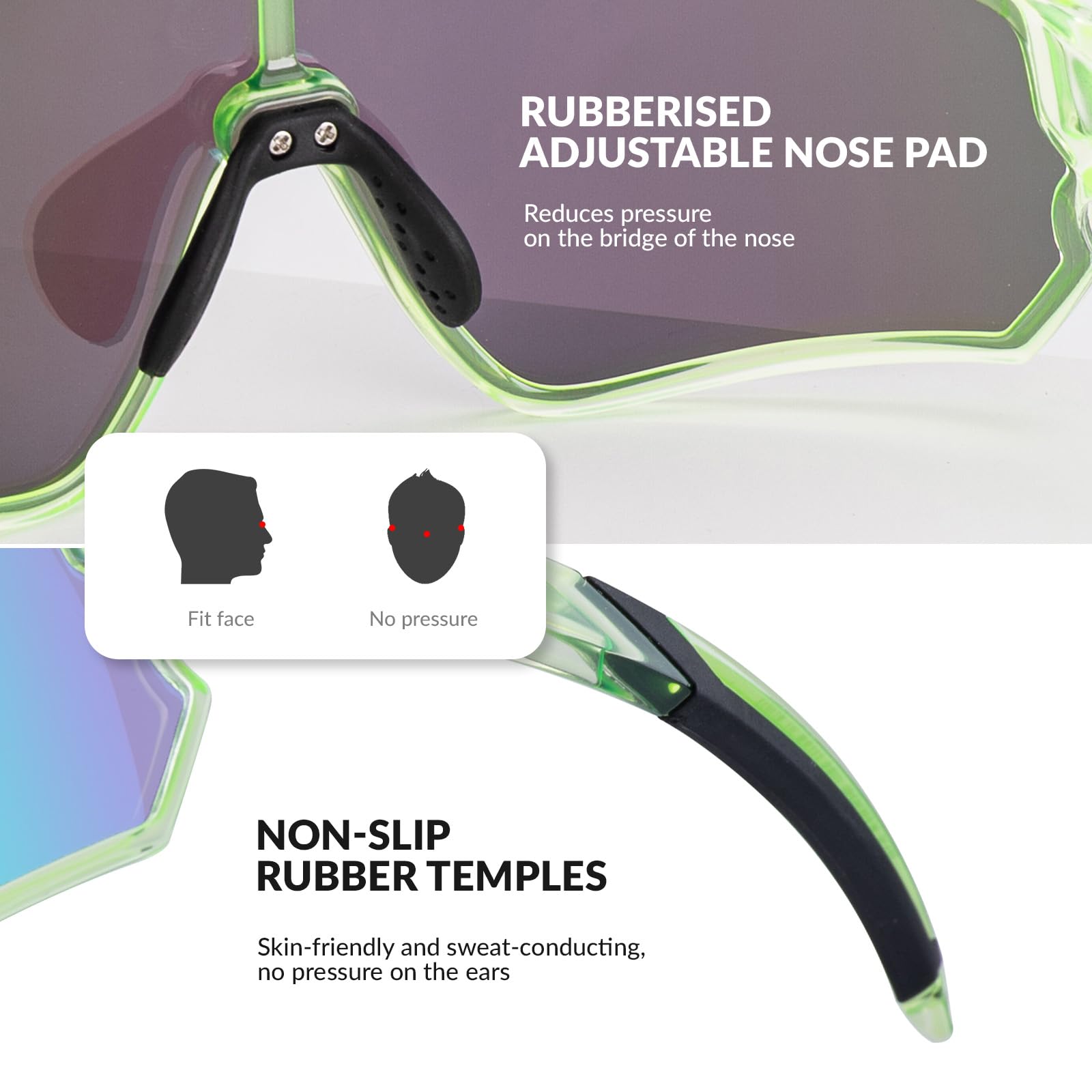 ROCKBROS Occhiali da Sole Ciclismo, Protezione UV400, Occhiali Polarizzati per Bici MTB Bambini Ragazzi, Occhiali Sportivi per Ciclismo Running, TR90+TAC