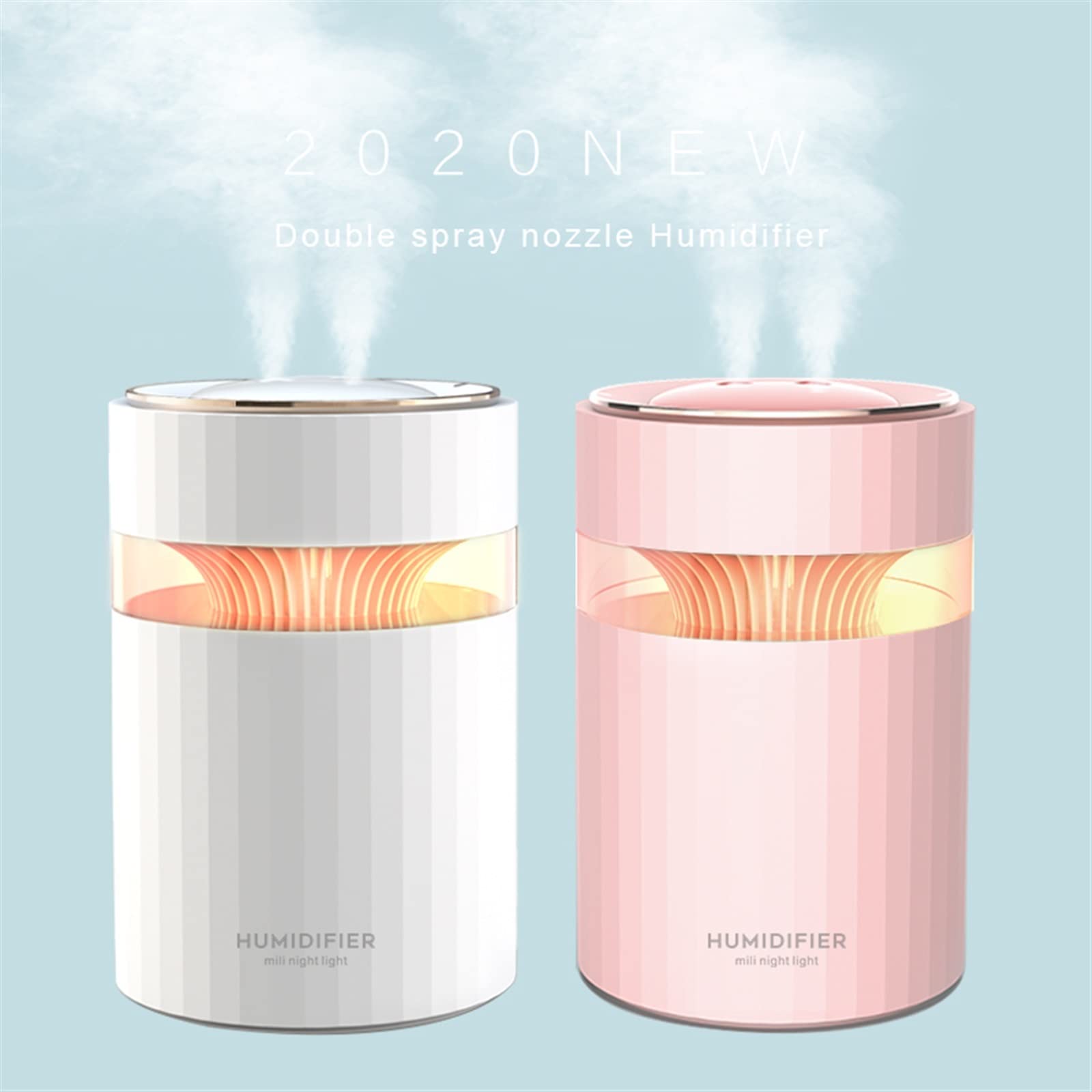 Nawilżacze Nawilżacz powietrza USB z podwójną dyszą 900ML pojemność wody generator chłodnej mgiełki zamgławiacz z kolorowym oświetleniem nocnym ultradźwiękowy Humidificador Przenośny nawilżacz (Mater