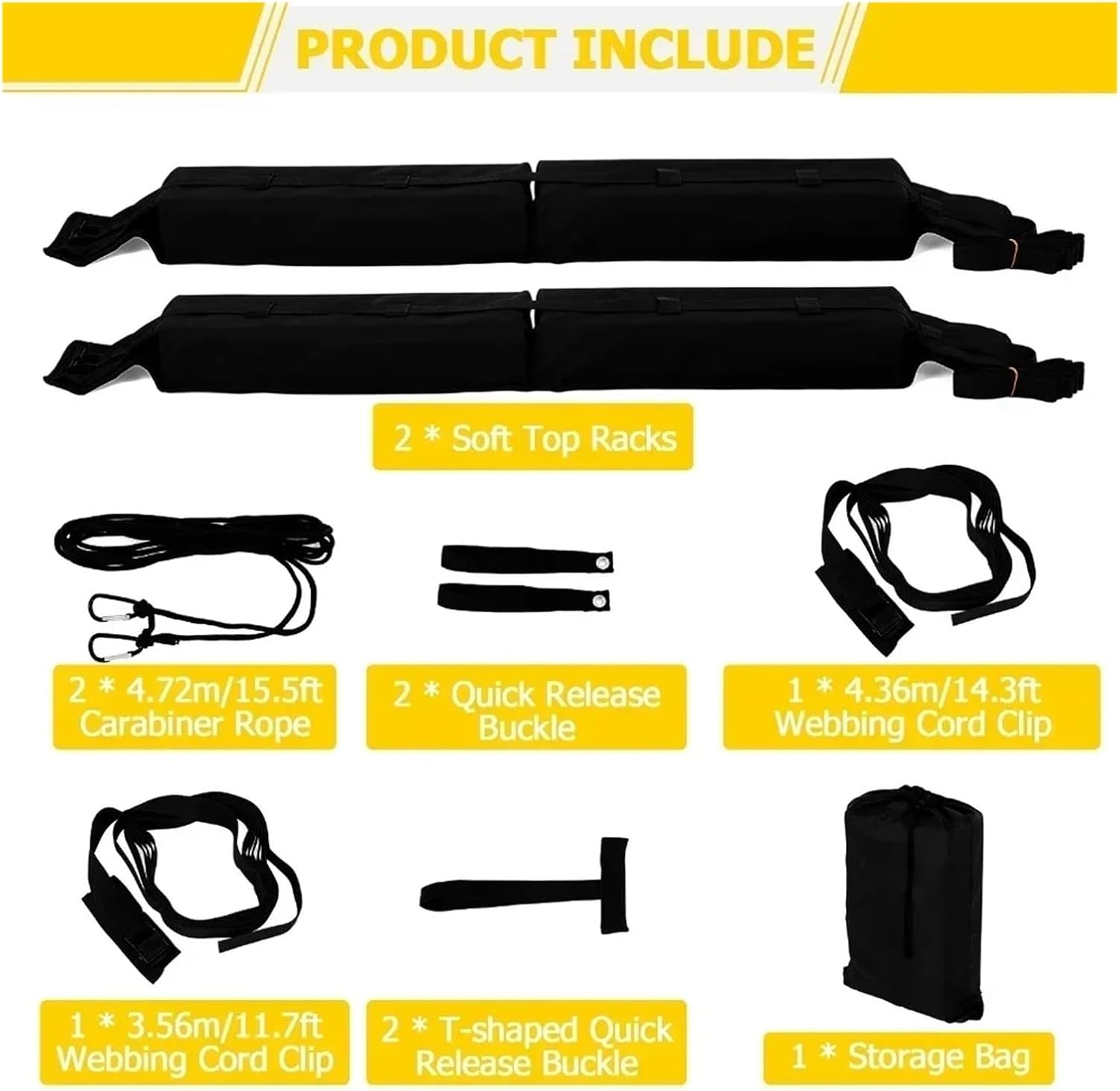Car Roof Rack, Universal Car Roof Luggage Soft Rack Pads for Kayak/Sup/Paddleboard/Canoe/Snowboard/Windsurfing Car Surfboard Racks Accessory
