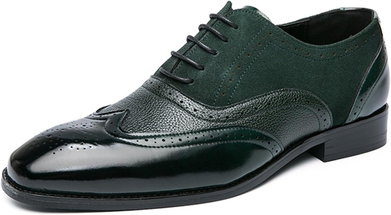 Men Square Toe Formal Dress Shoes Wing Tips Lace Up Patchwork Business Oxfords Shoes for Men