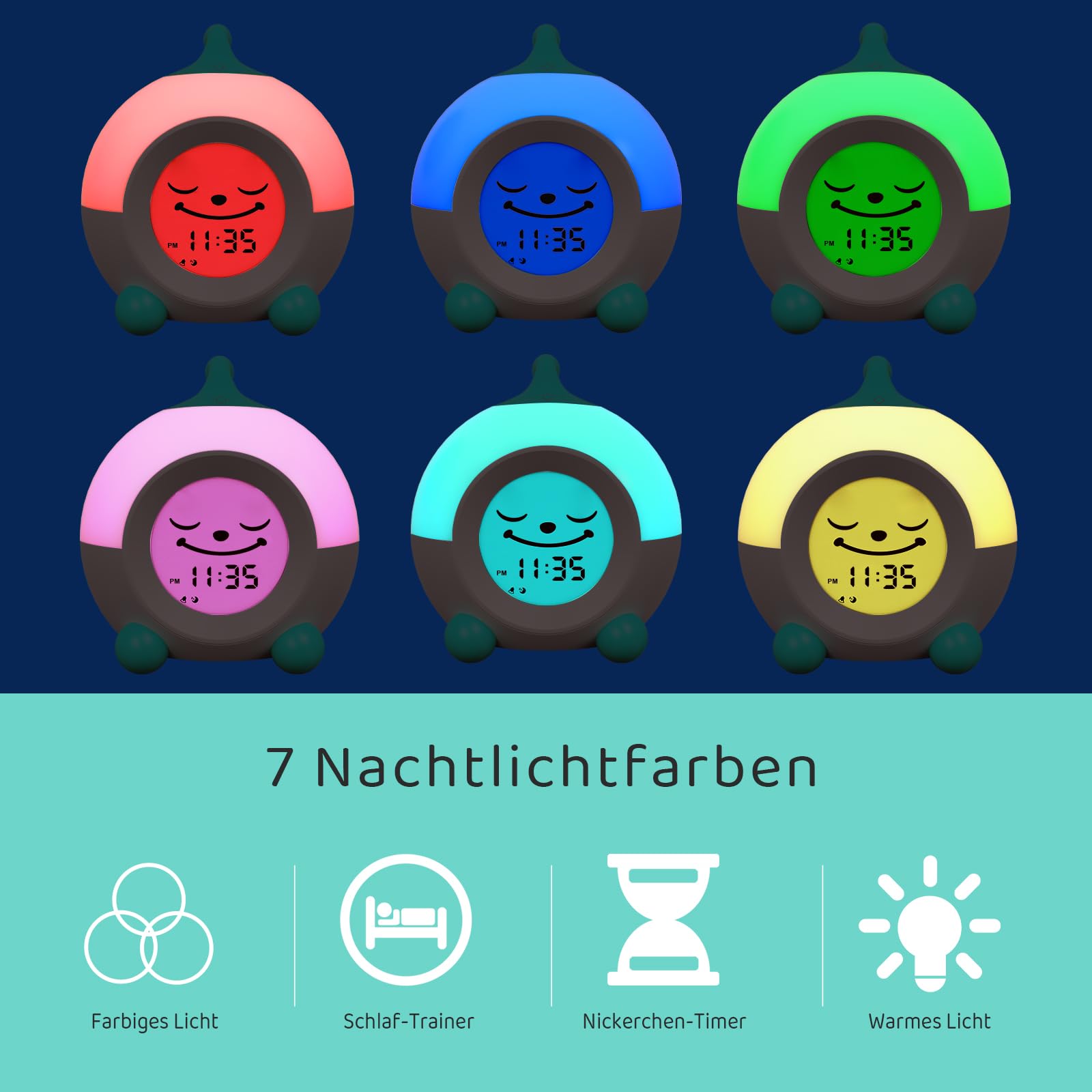iHoo Reloj Despertador para niños, Reloj de Entrenamiento para Dormir para pequeños con Emoji, Reloj de luz Nocturna para Dormitorio Infantil