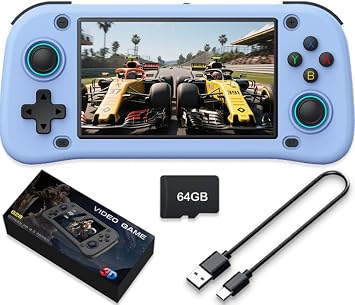 New Handheld Game Console,Built-in 64G with 15000 games,Linux System,Portable Handheld Video Game Console ,4.3 inch IPS Screen 30+ emulators& Linux System (Blue,64G)