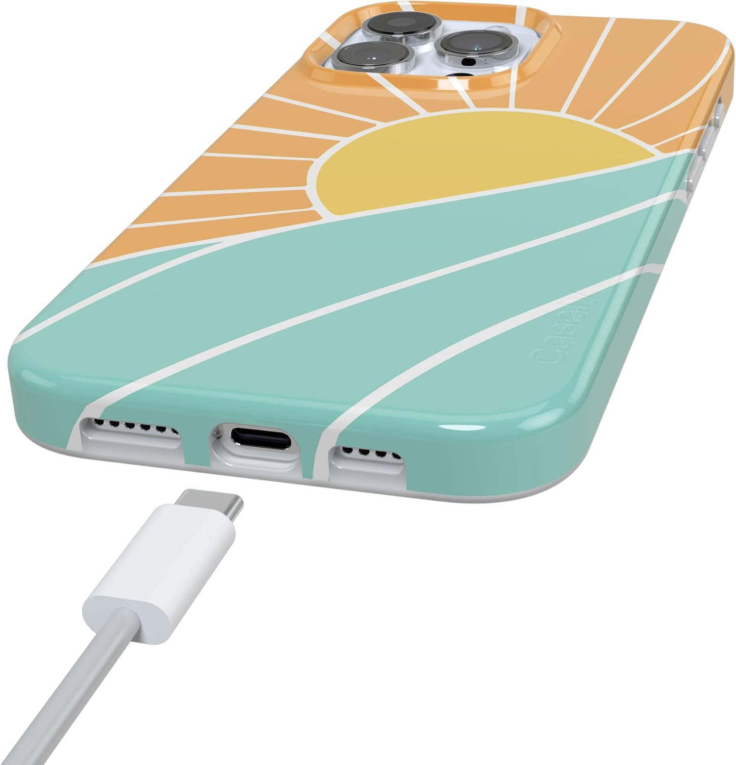 Casely iPhone 16 Pro Case | Waves & Rays | Sunshine | Compatible with MagSafe | Classic Ultra Slim Design