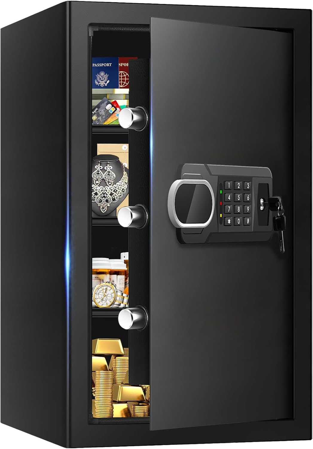 Photo 1 of 3.4 CUFT Large Home Safes Water and Fireproof, Fire Proof Safes with Spare Key and Electronic Keypad, Floor Safe with Removable Shelf, Safes for Home Use Fire and Water Proof