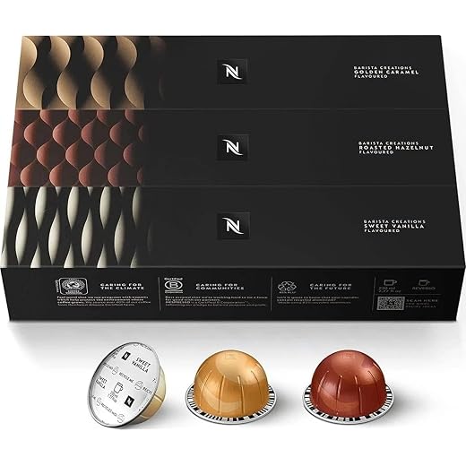 Nespresso Vertuo, Barista Flavored Pack, Medium Roast, 30-Count Coffee Pods | Capsules Pack of 1 Brews 7.77 Fl. oz.