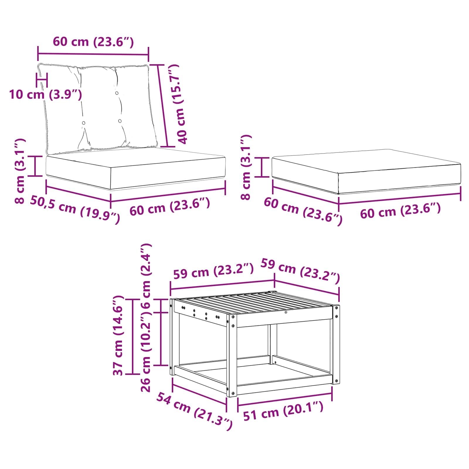 Outdoor-Sofagarnitur 6-teilig, wetterfestes Akazienholz und Textilene, modulare Sitzgruppe für Garten, Terrasse, Balkon, modernes Design, langlebige, Pflegeleichte Sitzmöbel, inklusive Tisch